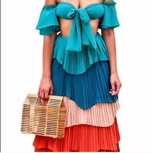 2PC Set with Crop top and Layered Skirt